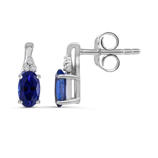 10K White Gold Sapphire & Diamond Earrings