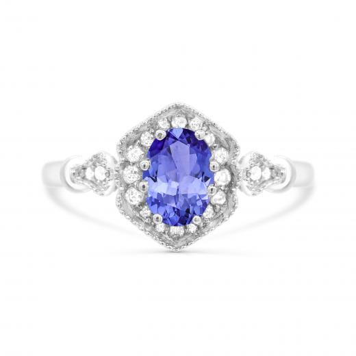 10K White Gold Tanzanite & White Sapphire Ring
