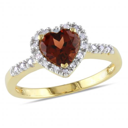 Julianna B 10K Yellow Gold Garnet & Diamond Heart Ring