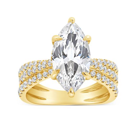 Jenny Packham Lab Grown 4.73CTW Marquise Diamond Bridal Ring in 18K Yellow Gold