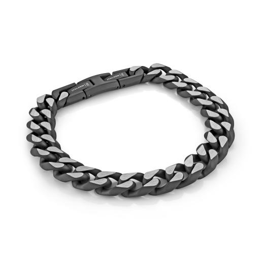 Stainless Steel Diamond Cut Matte Curb Link Bracelet