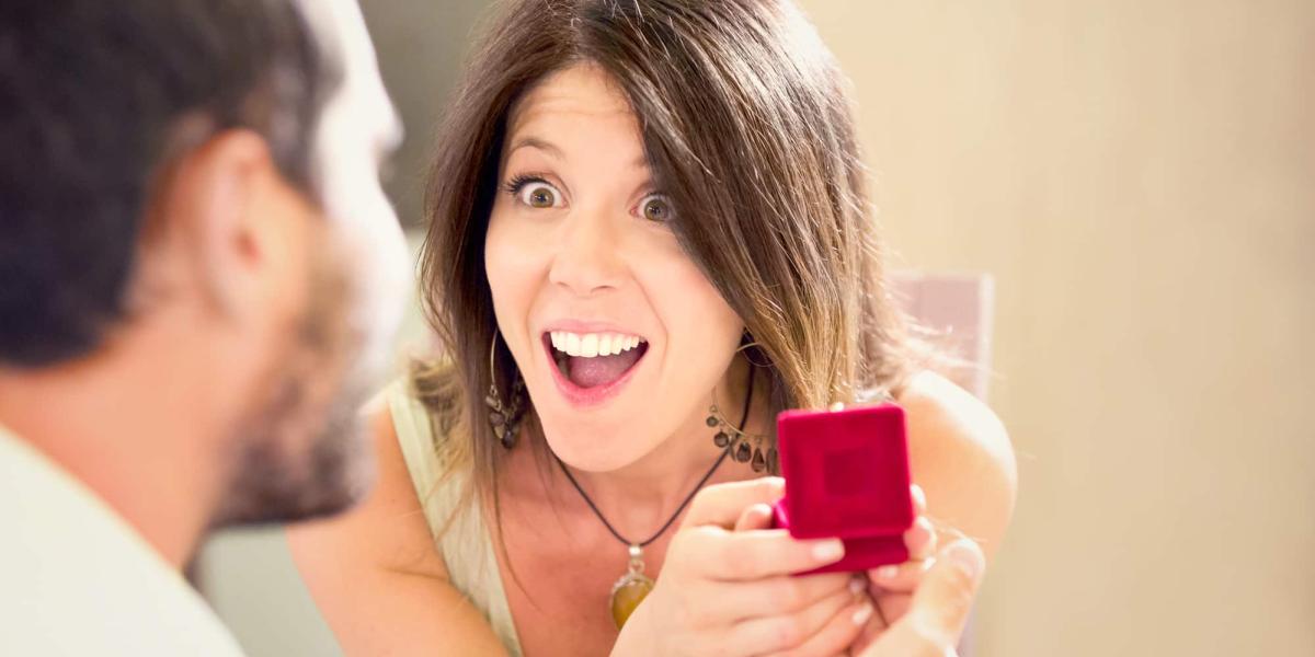 Photo of a woman’s reaction while being proposed