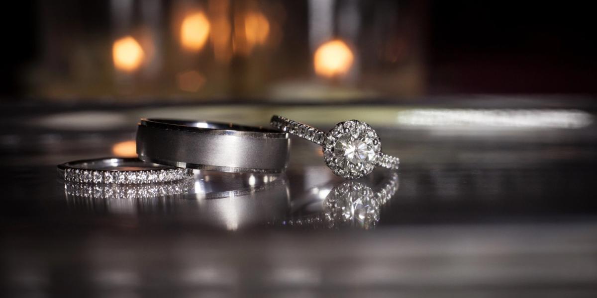 Wedding rings for the groom and the bride.